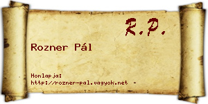 Rozner Pál névjegykártya
